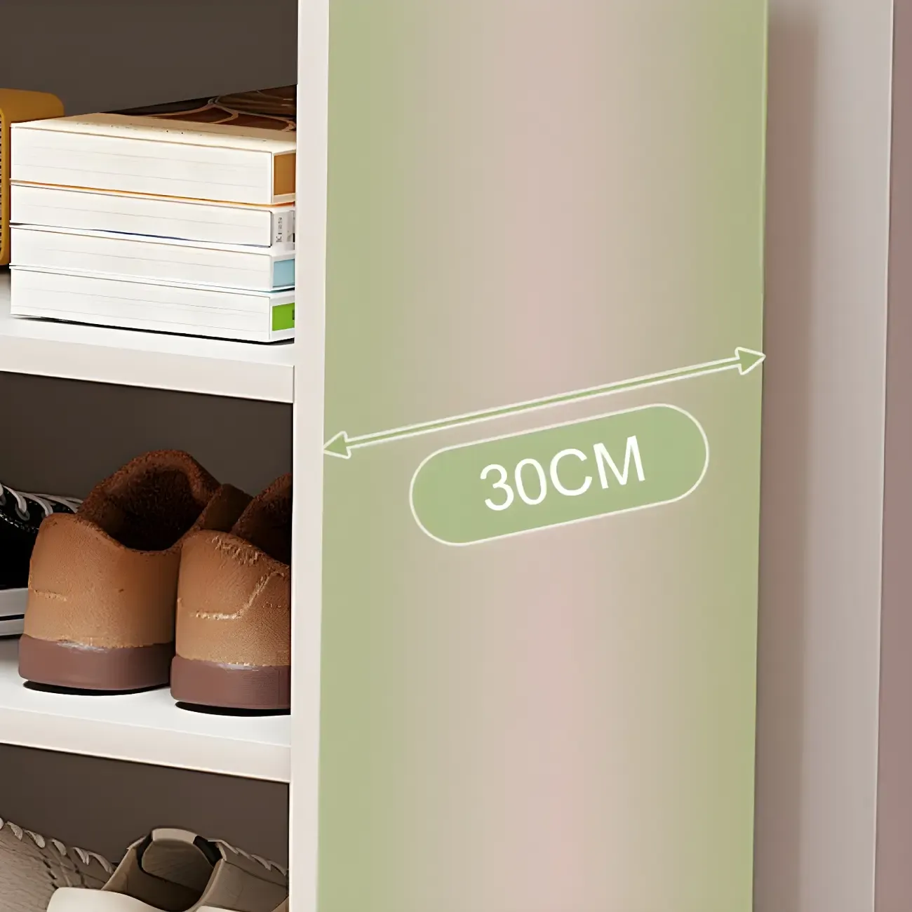 Modern White Tall Shoe Cabinet with Adjustable Shelves Image - 8