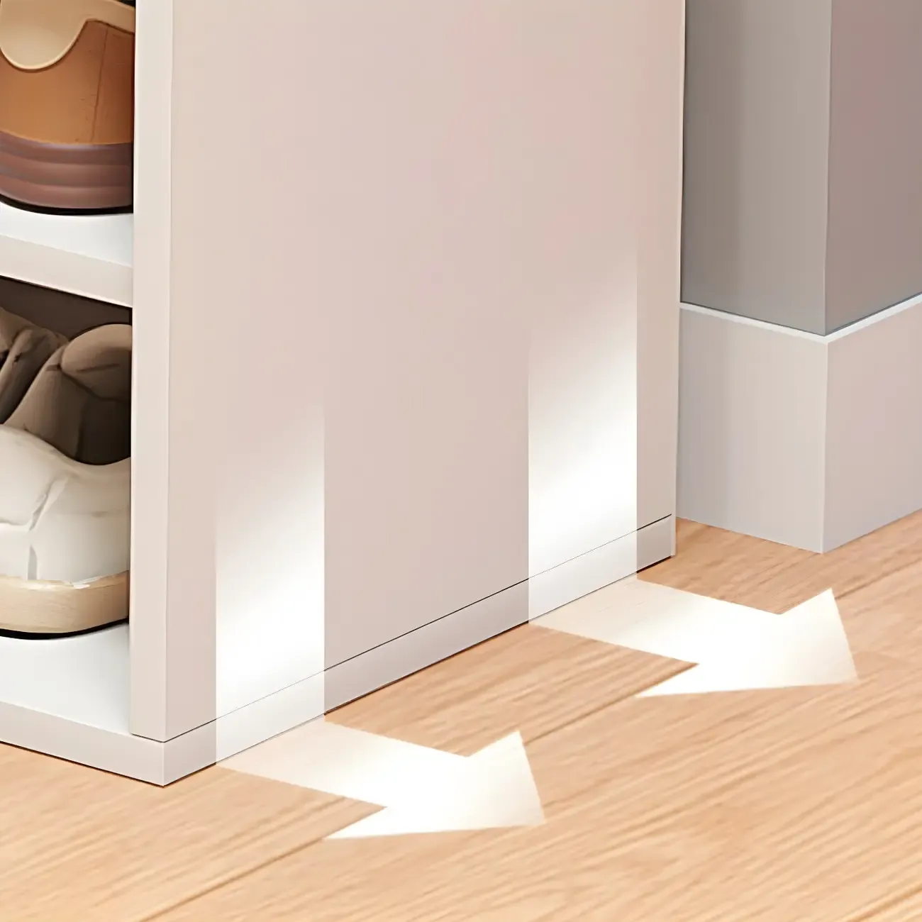 Modern White Tall Shoe Cabinet with Adjustable Shelves Image - 14