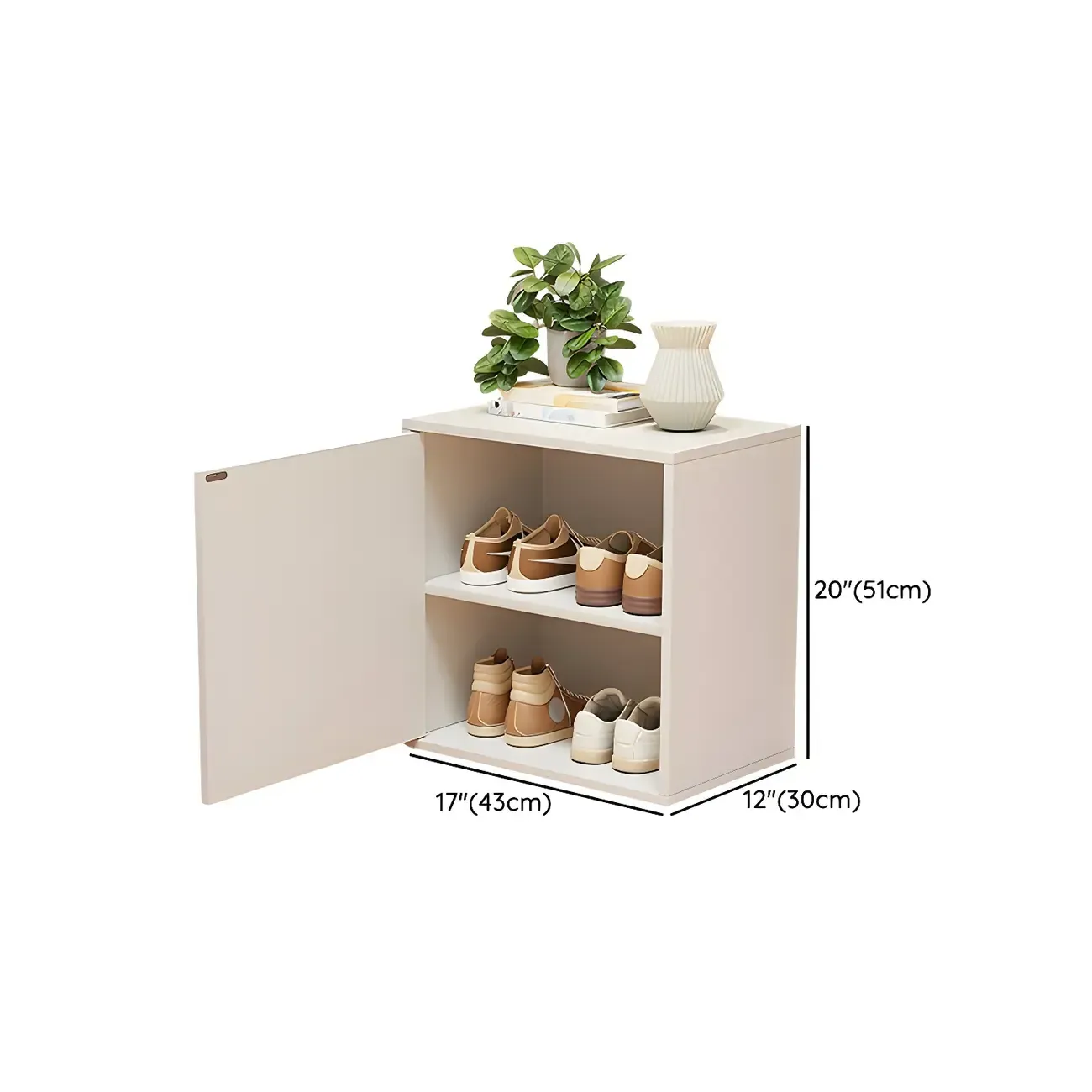 Modern White Tall Shoe Cabinet with Adjustable Shelves #size