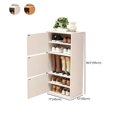 Modern White Tall Shoe Cabinet with Adjustable Shelves Image - 21