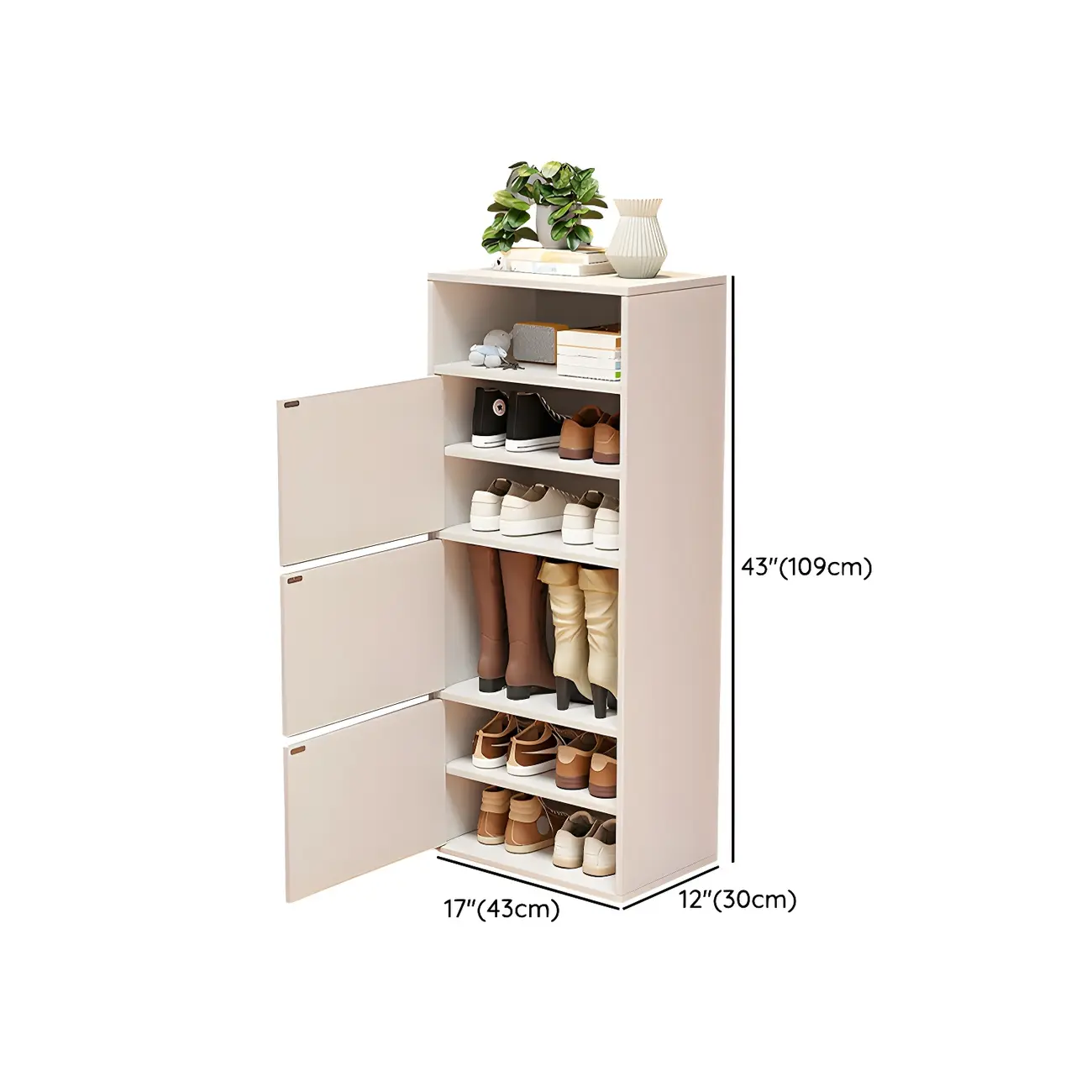 Modern White Tall Shoe Cabinet with Adjustable Shelves Image - 22 | homeyfad
