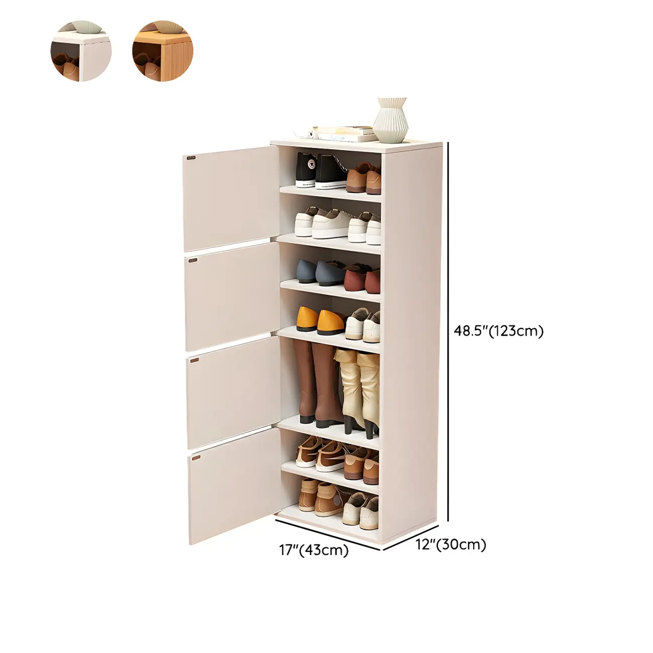 Modern White Tall Shoe Cabinet with Adjustable Shelves Image - 23 | homeyfad