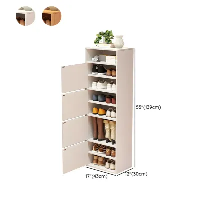 Modern White Tall Shoe Cabinet with Adjustable Shelves Image - 24