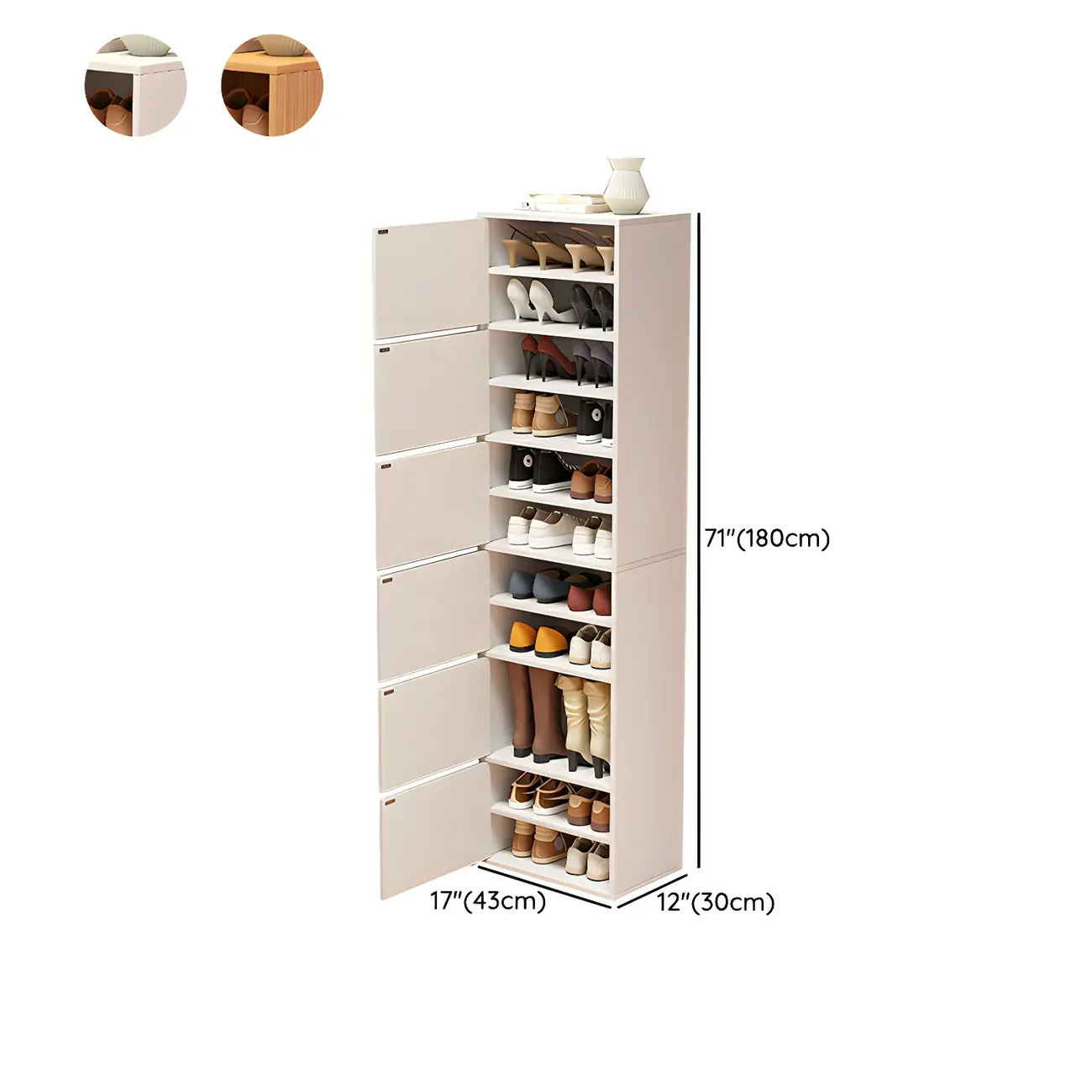 Modern White Tall Shoe Cabinet with Adjustable Shelves Image - 26 | homeyfad