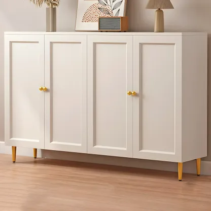 Cream Solid Wood Shoe Cabinet for Entryway with Doors Image - 9
