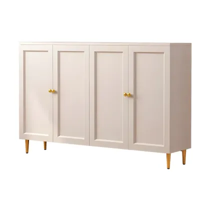 Cream Solid Wood Shoe Cabinet for Entryway with Doors Image - 10