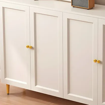 Cream Solid Wood Shoe Cabinet for Entryway with Doors Image - 12