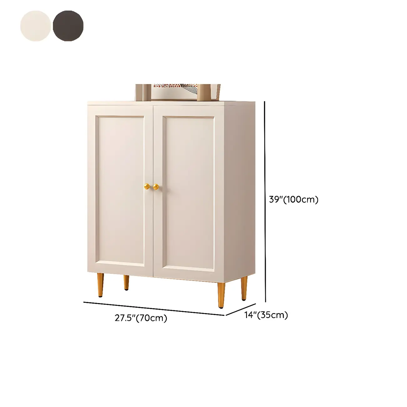 Cream Solid Wood Shoe Cabinet for Entryway with Doors #size