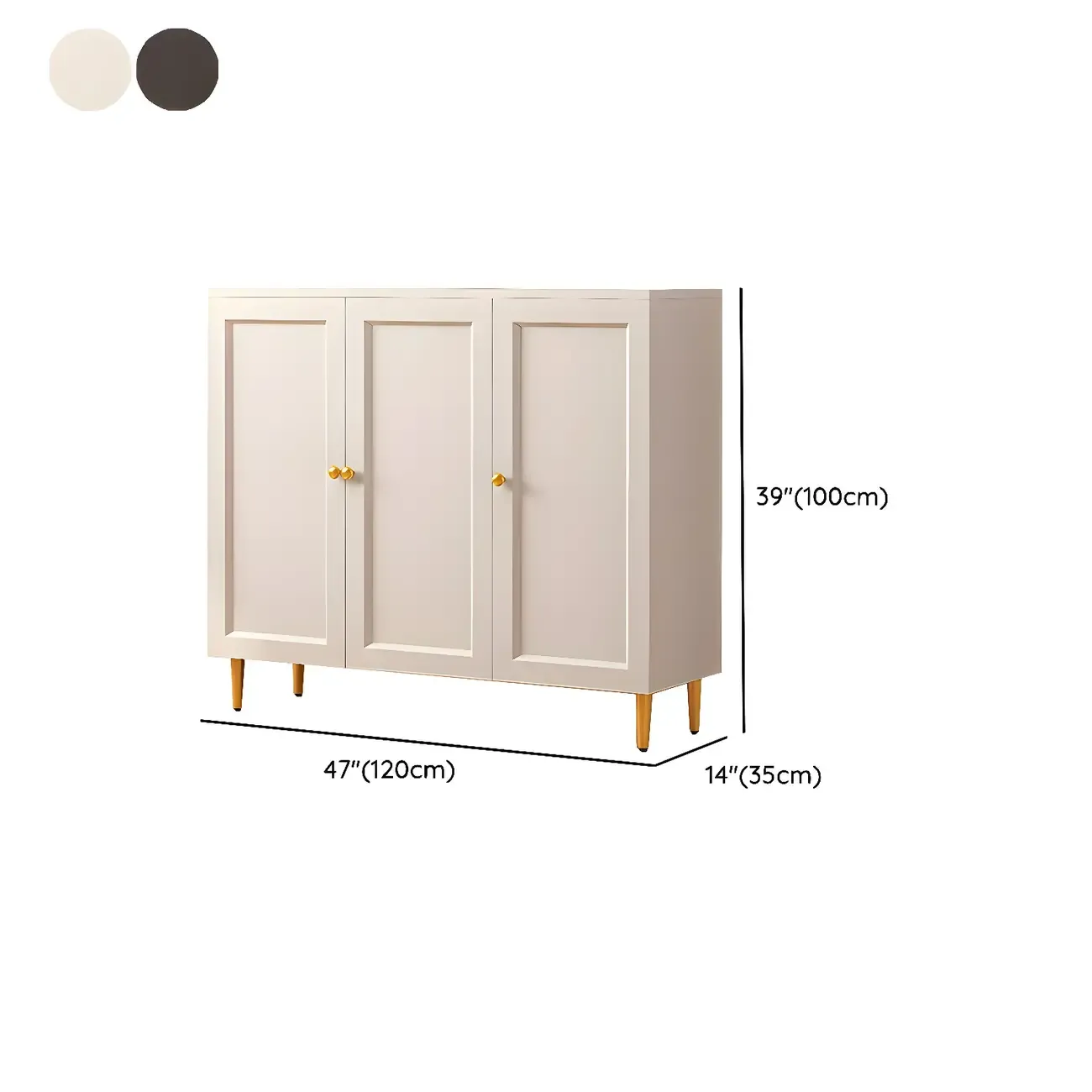 Cream Solid Wood Shoe Cabinet for Entryway with Doors Image - 20