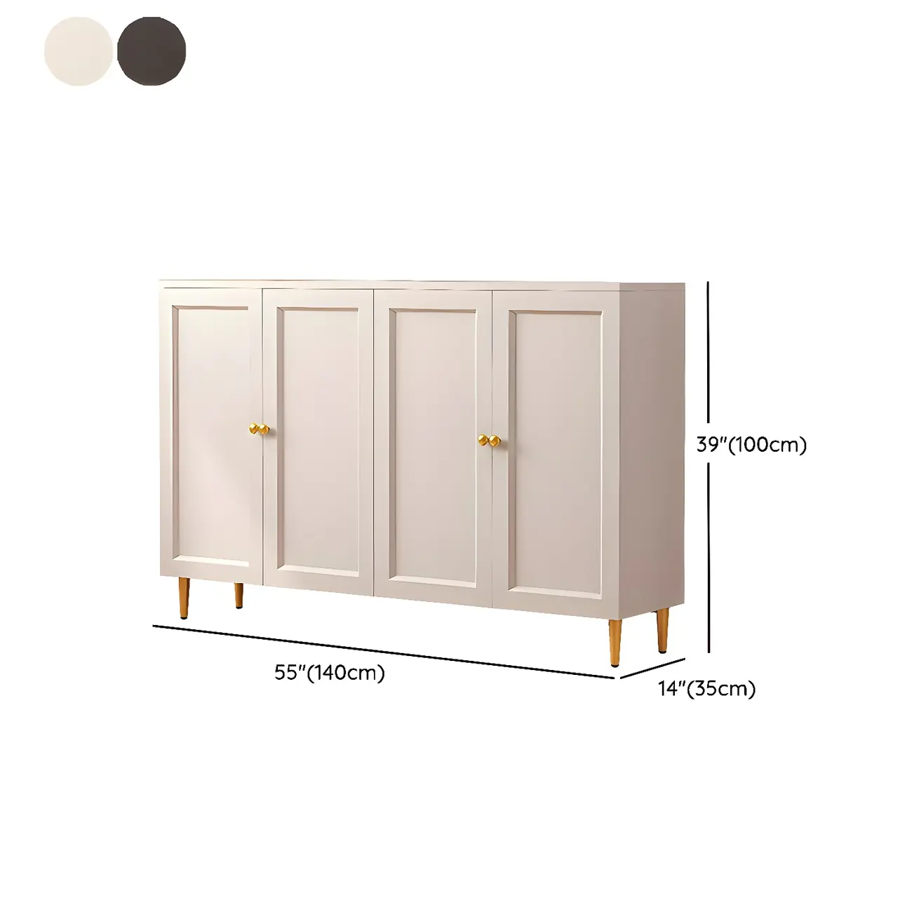 Cream Solid Wood Shoe Cabinet for Entryway with Doors Image - 21 | homeyfad
