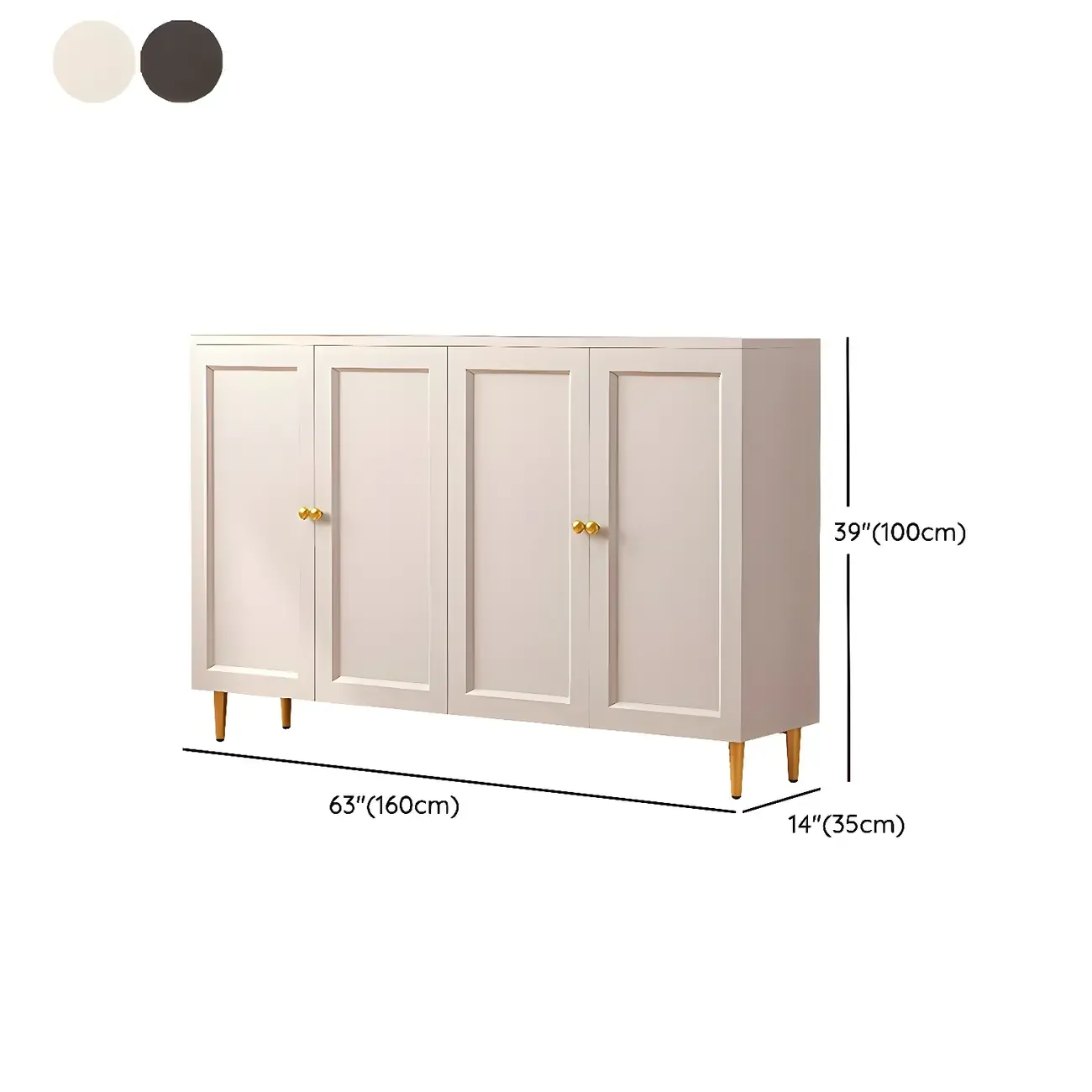 Cream Solid Wood Shoe Cabinet for Entryway with Doors Image - 22