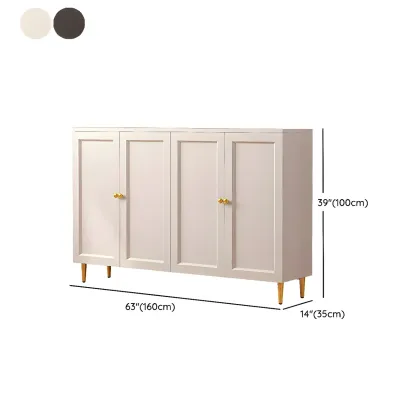 Cream Solid Wood Shoe Cabinet for Entryway with Doors Image - 22