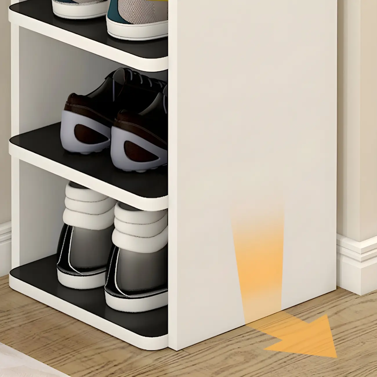 Modern White Wooden Open Shoe Rack for Entryway Image - 13 | homeyfad