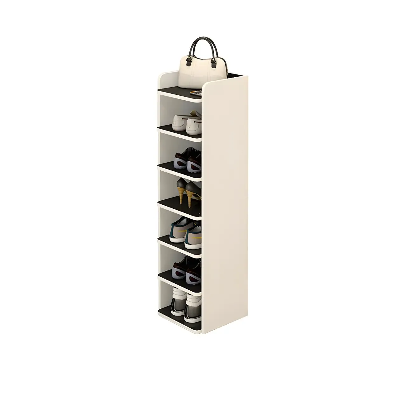 Modern White Wooden Open Shoe Rack for Entryway Image - 16