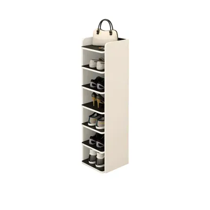 Modern White Wooden Open Shoe Rack for Entryway Image - 16