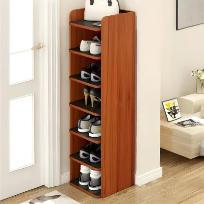 Modern White Wooden Open Shoe Rack for Entryway Image - 10