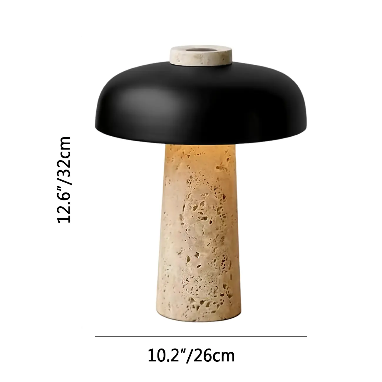 Modern Travertine Stone Table Lamp with Iron Shade #size | homeyfad