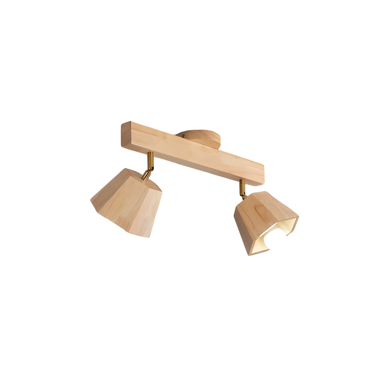 4-Light Natural Wood Modern Fixed Track Lighting Adjustable Head | homeyfad