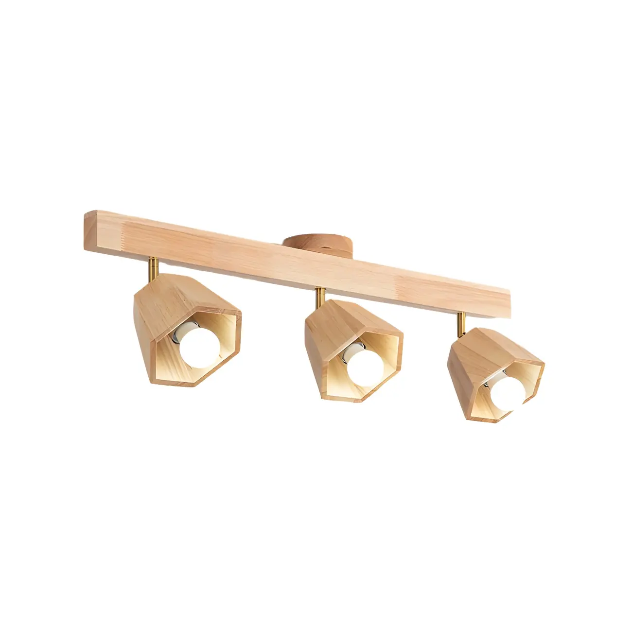 4-Light Natural Wood Modern Fixed Track Lighting Adjustable Head | homeyfad