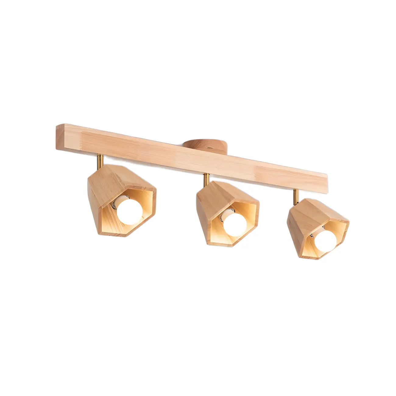 4-Light Natural Wood Modern Fixed Track Lighting Adjustable Head | homeyfad