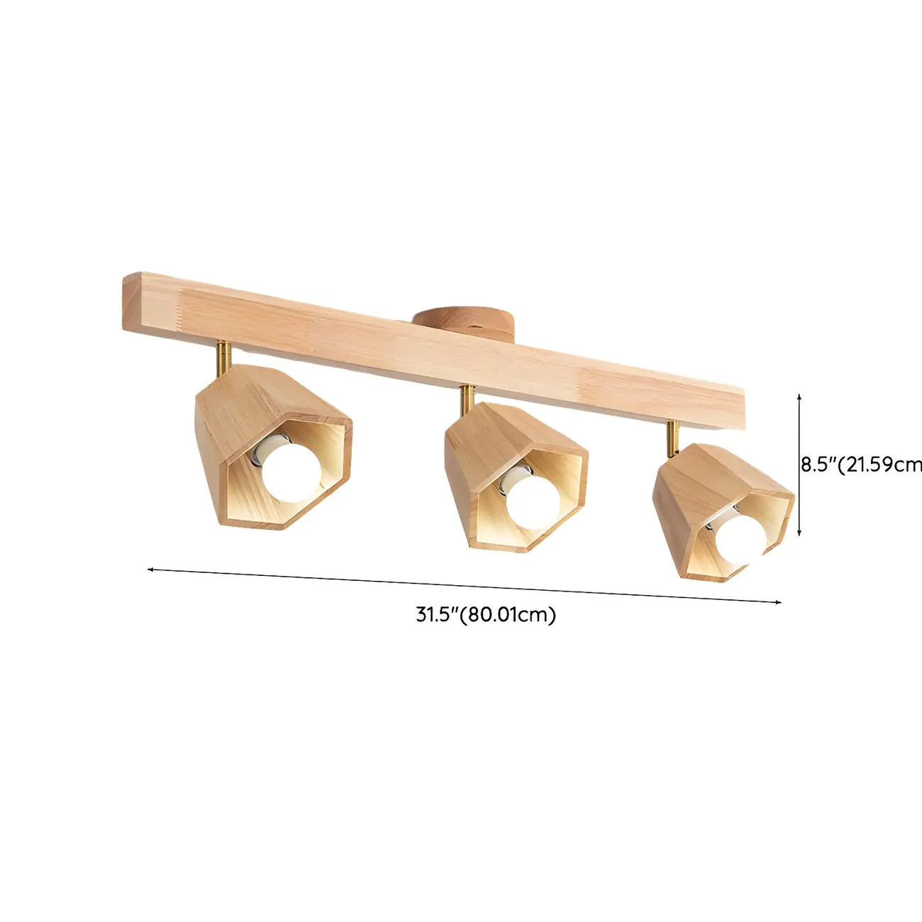 4-Light Natural Wood Modern Fixed Track Lighting Adjustable Head | homeyfad