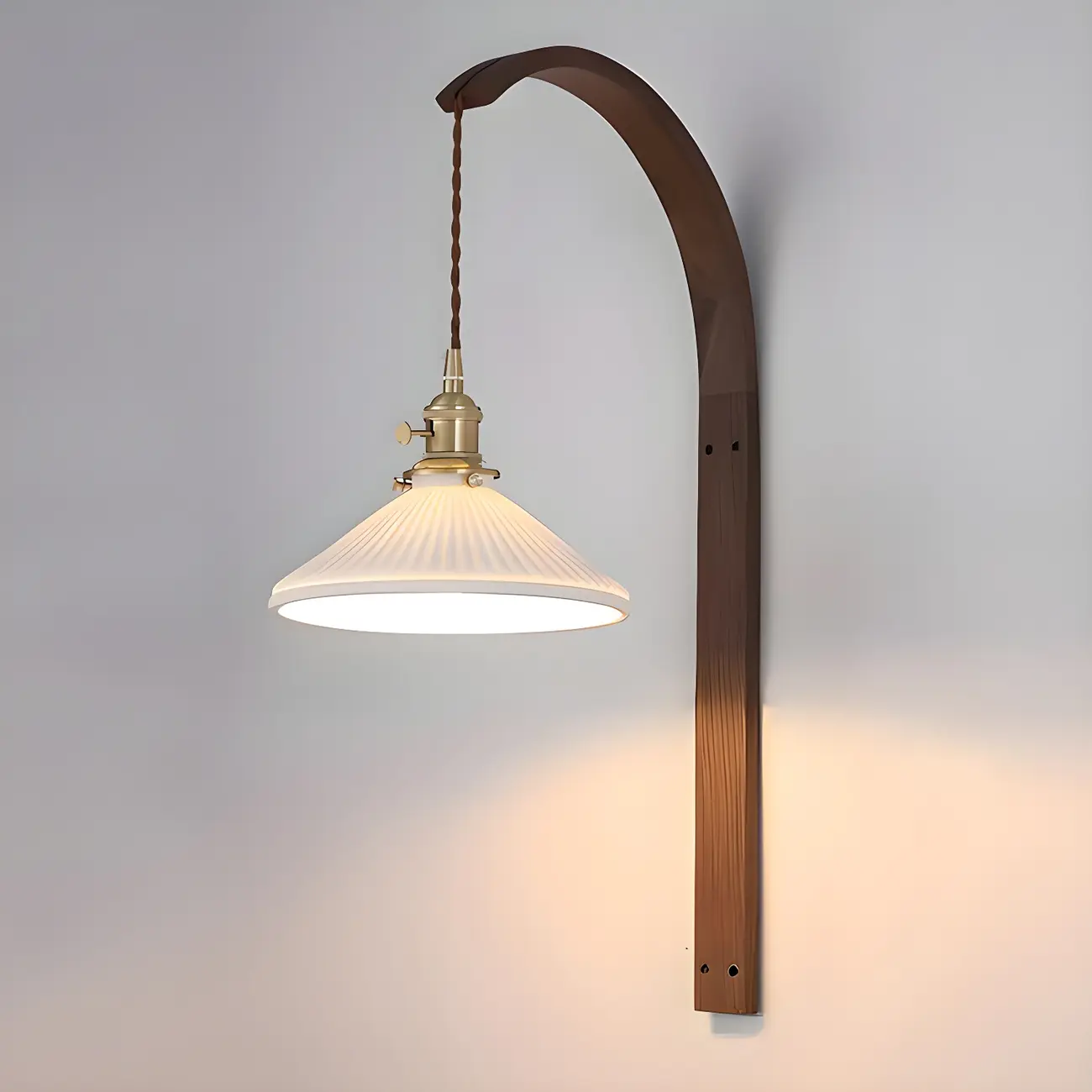 Simple Wood Brass Adjustable Wall Sconce Image - 2 | homeyfad