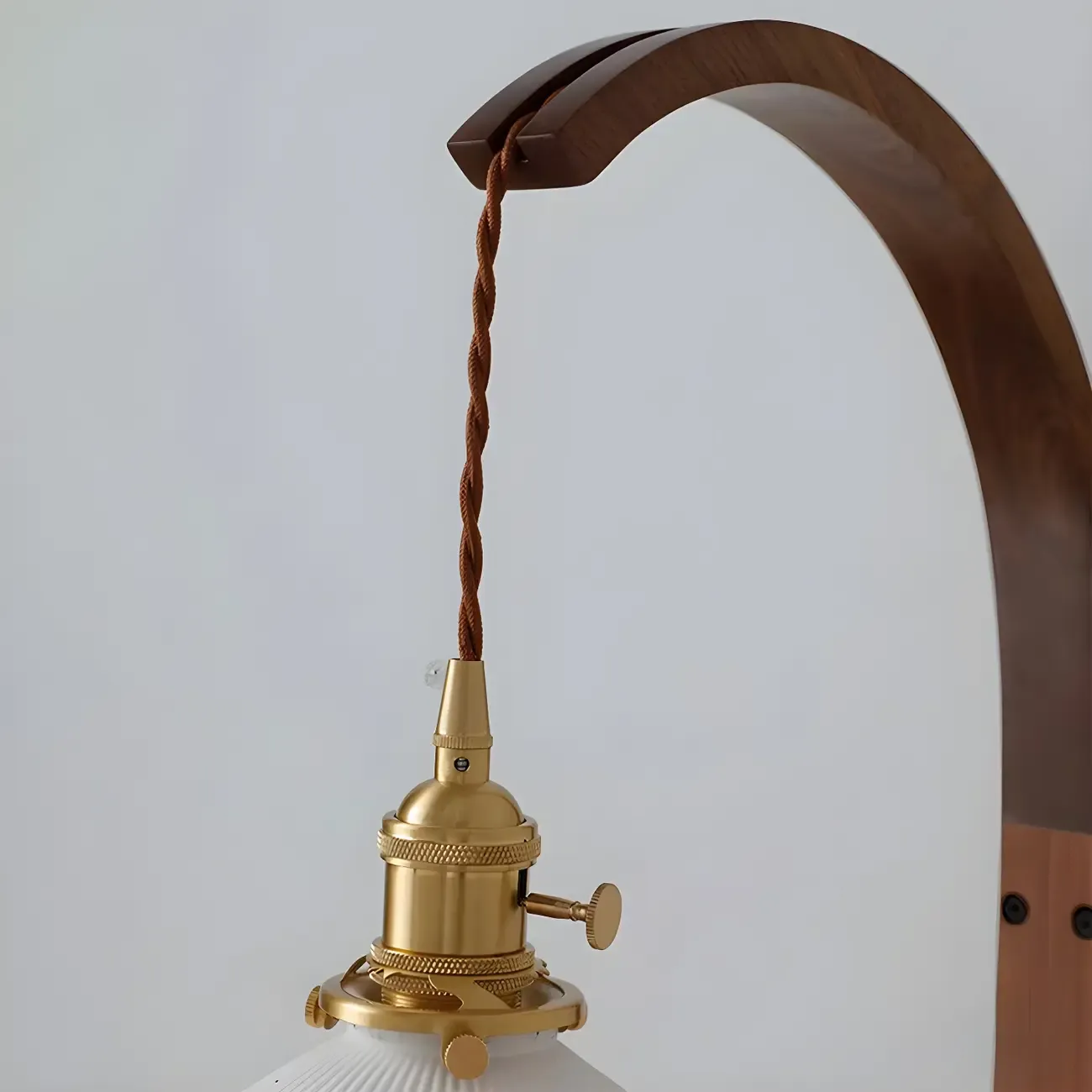 Simple Wood Brass Adjustable Wall Sconce Image - 7