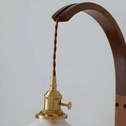 Simple Wood Brass Adjustable Wall Sconce Image - 7