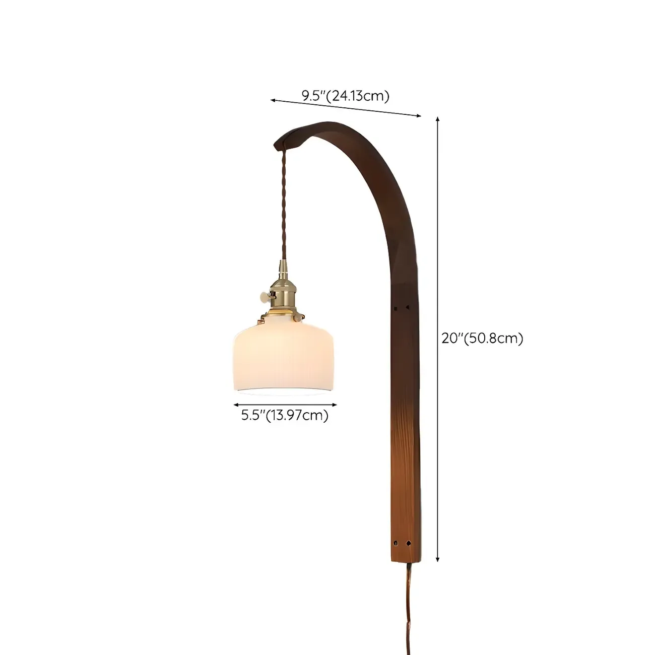 Simple Wood Brass Adjustable Wall Sconce Image - 10