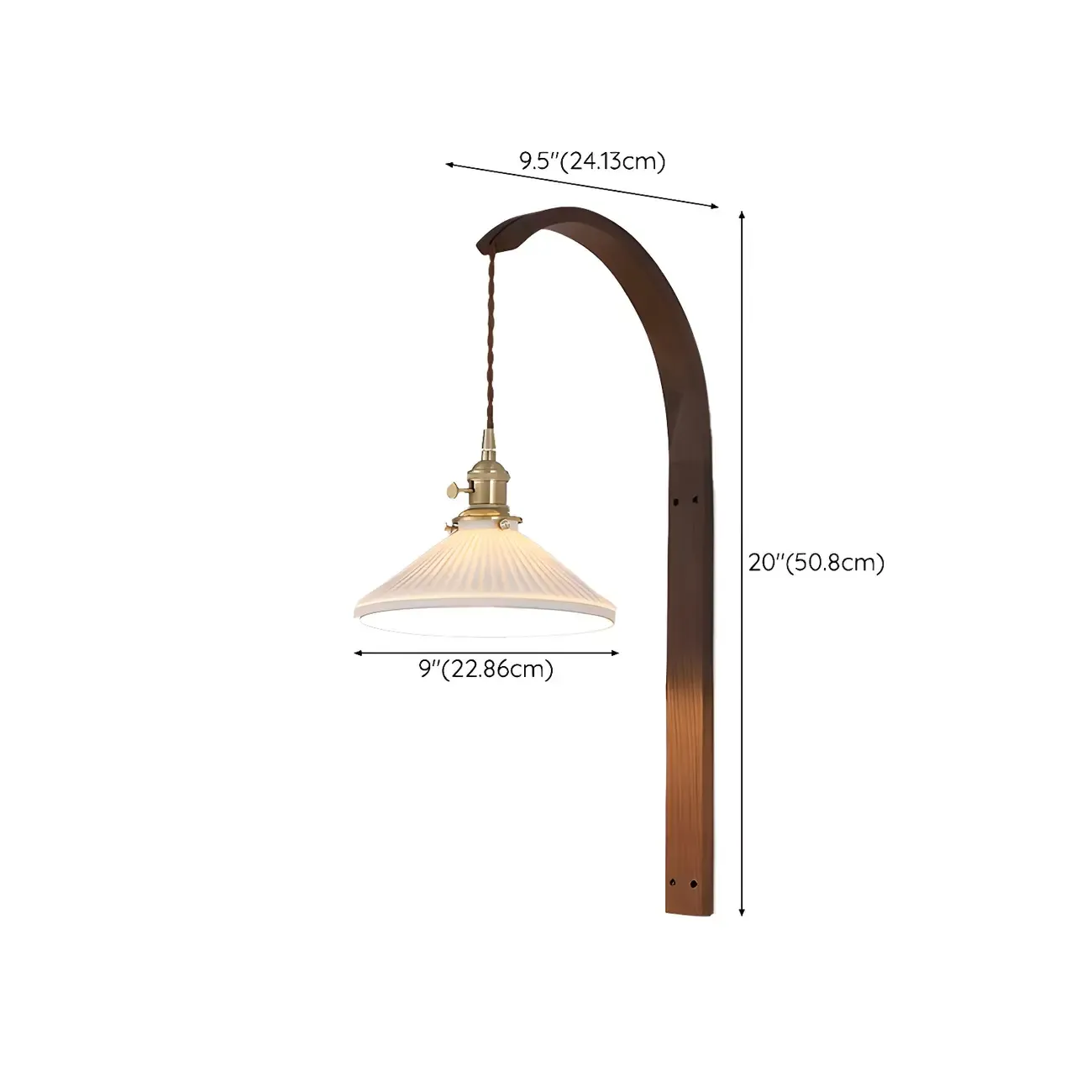 Simple Wood Brass Adjustable Wall Sconce Image - 11