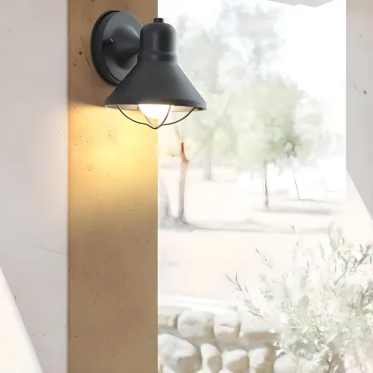 Industrial Metal Black Cone LED Outdoor Wall Light Fixture  Image - 3