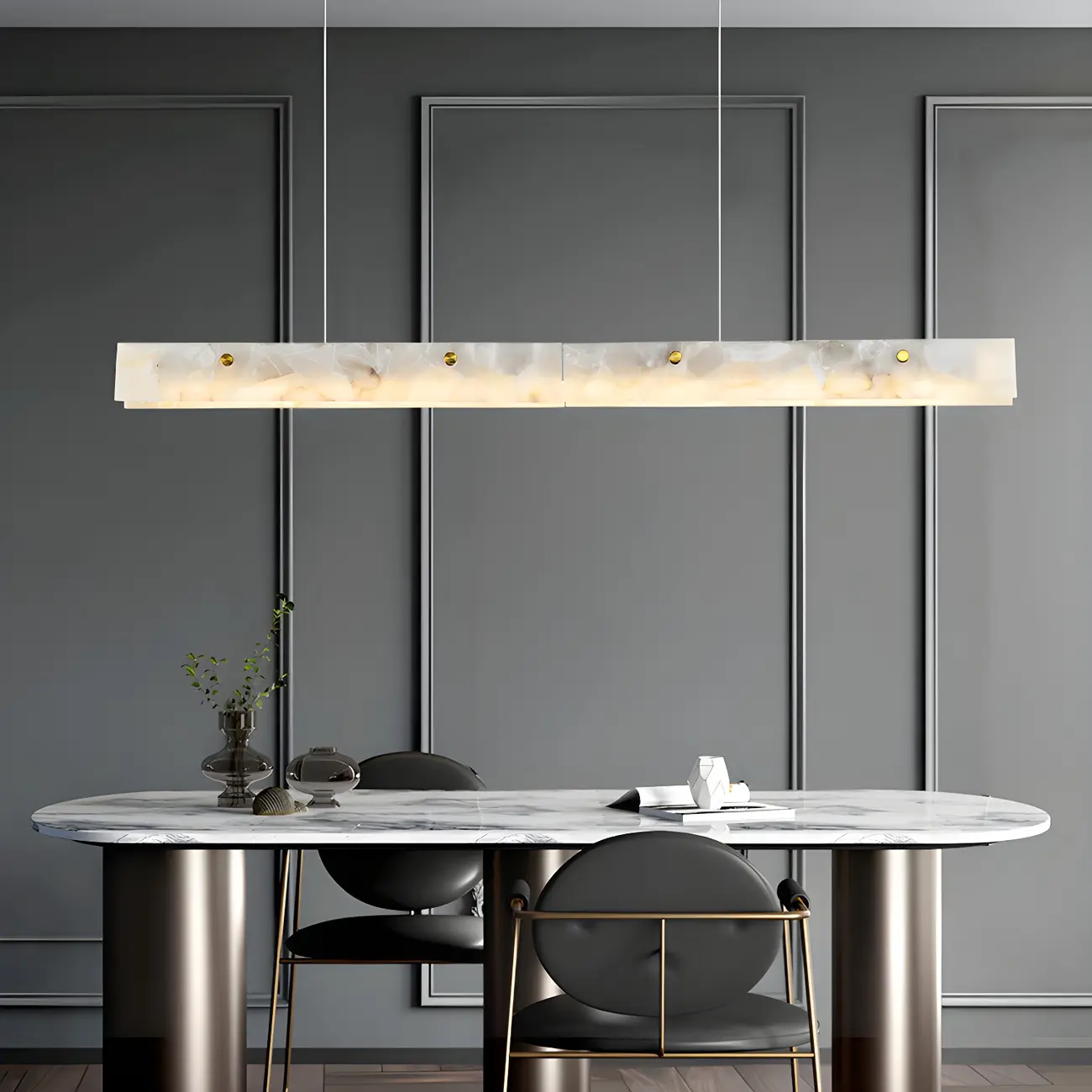 Modern Gold Metal Rectangle Kitchen Island Pendant Light Image - 6 | homeyfad