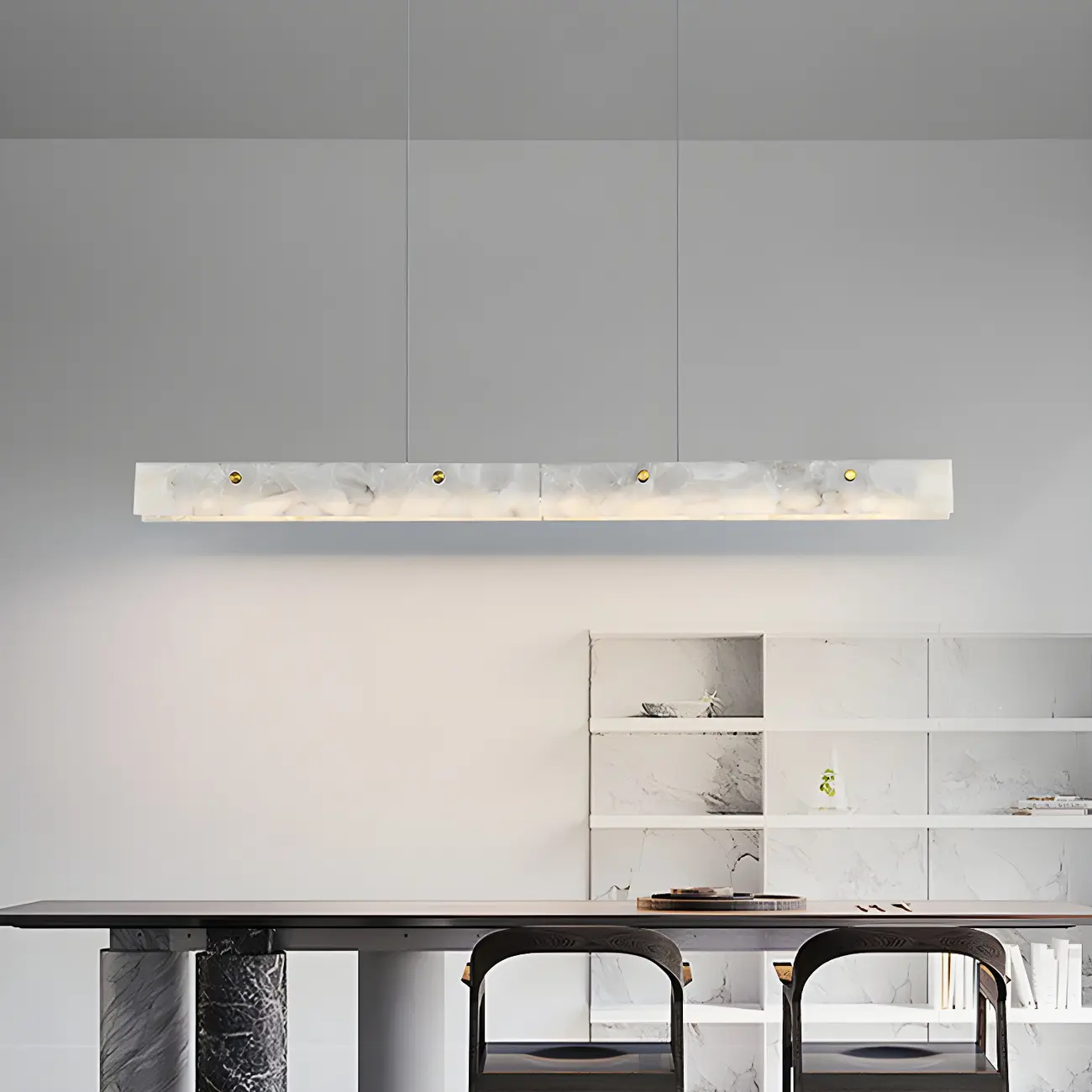 Modern Gold Metal Rectangle Kitchen Island Pendant Light Image - 1