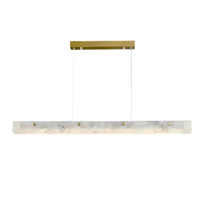 Modern Gold Metal Rectangle Kitchen Island Pendant Light Image - 9