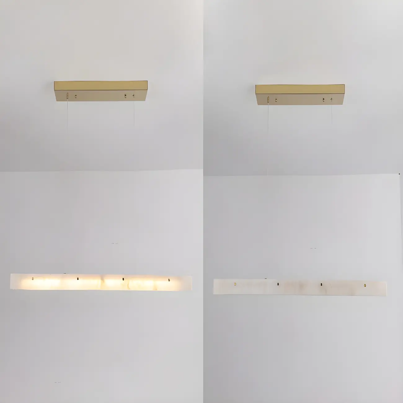 Modern Gold Metal Rectangle Kitchen Island Pendant Light Image - 7 | homeyfad