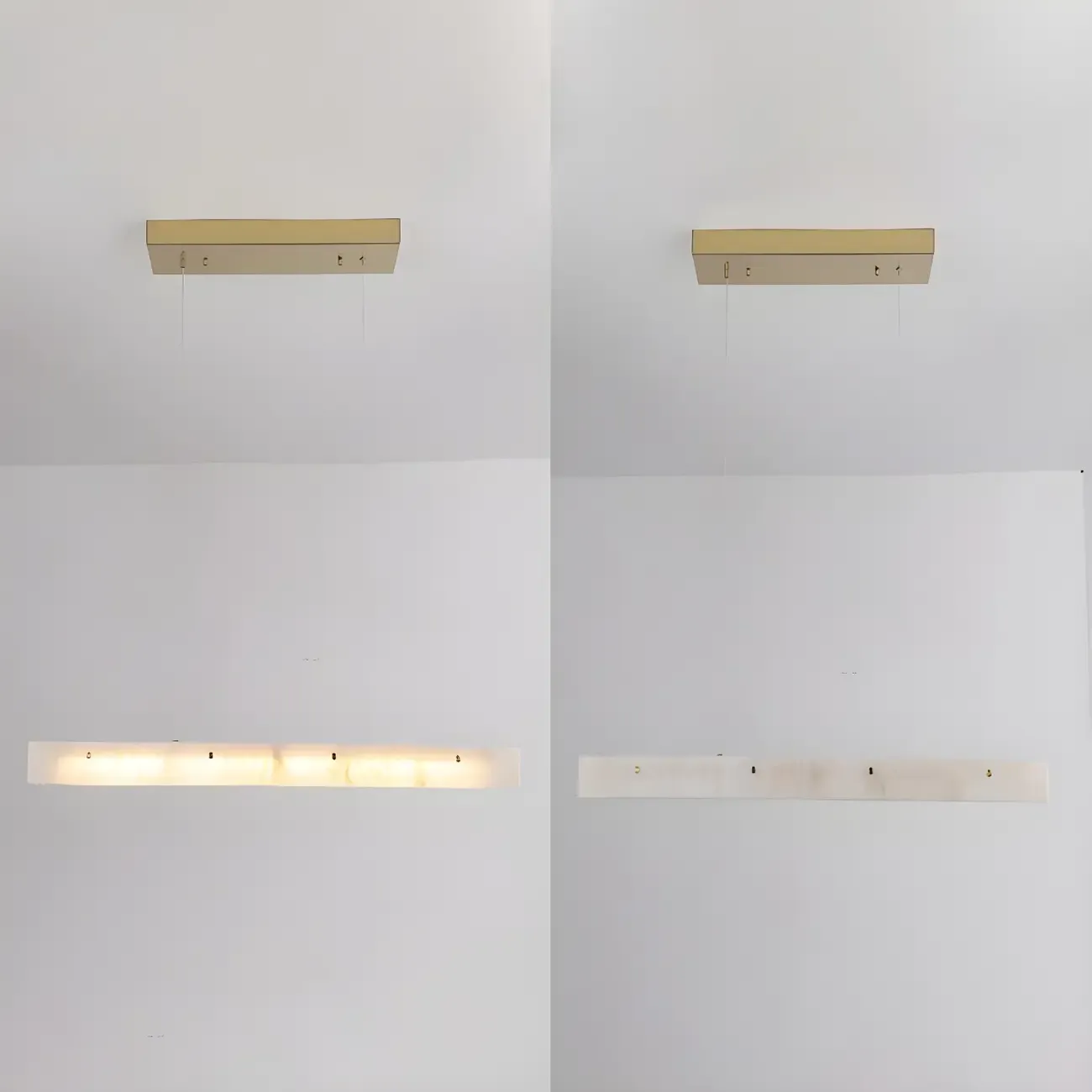 Modern Gold Metal Rectangle Kitchen Island Pendant Light Image - 7