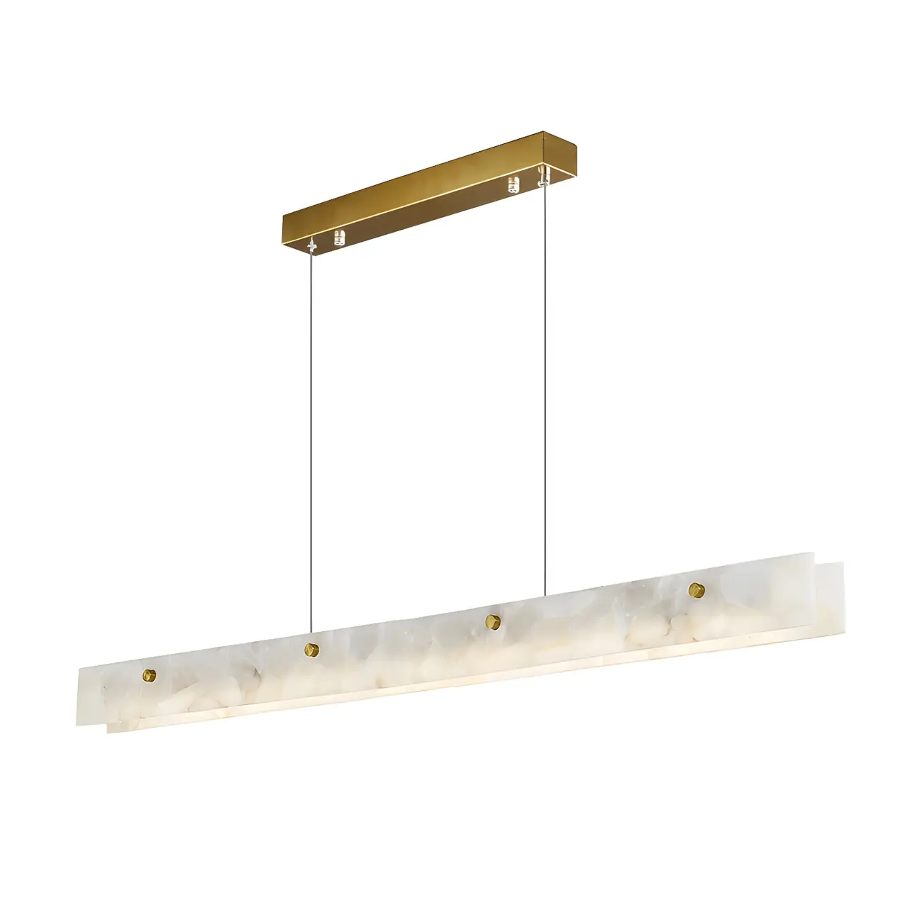 Modern Gold Metal Marble Linear Dining Area Pendant Image - 6 | homeyfad