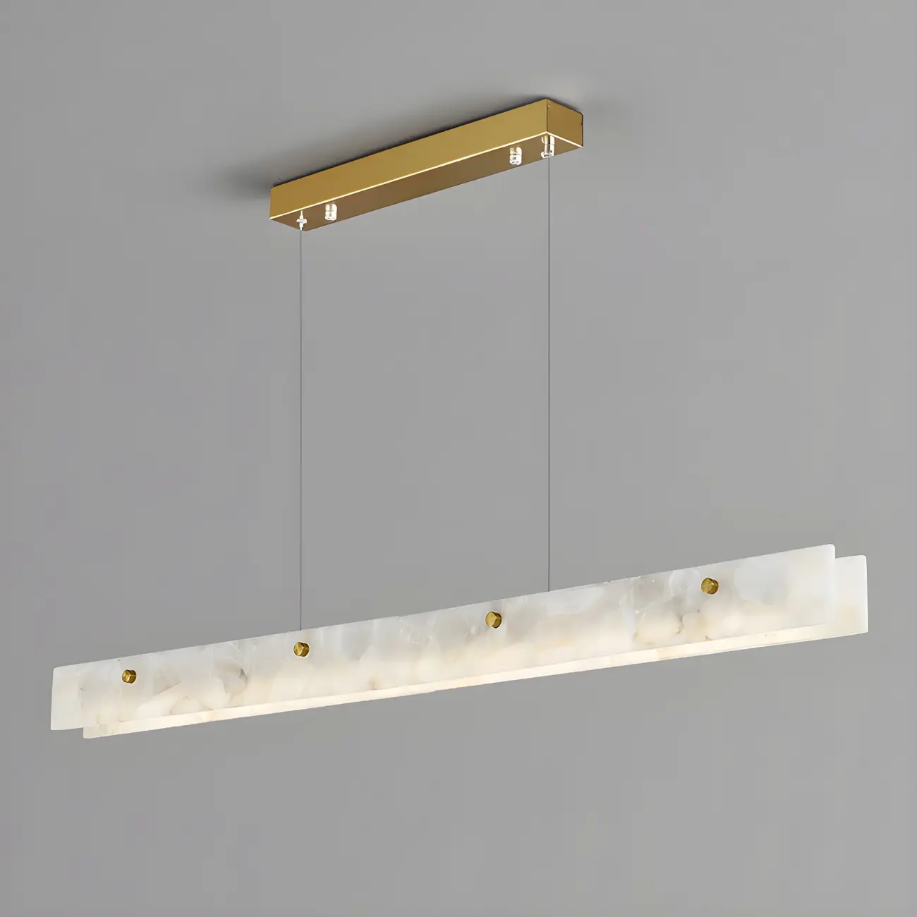 Modern Gold Metal Marble Linear Dining Area Pendant Image - 7 | homeyfad