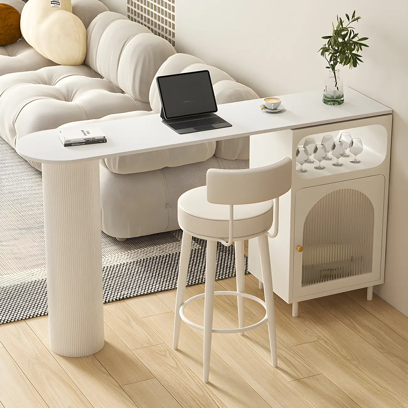 Modern Grey Stone Iron Storage Free Shape Bar Tables Image - 4 | homeyfad