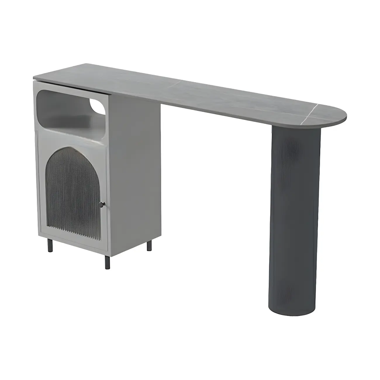 Modern Grey Stone Iron Storage Free Shape Bar Tables Image - 5 | homeyfad