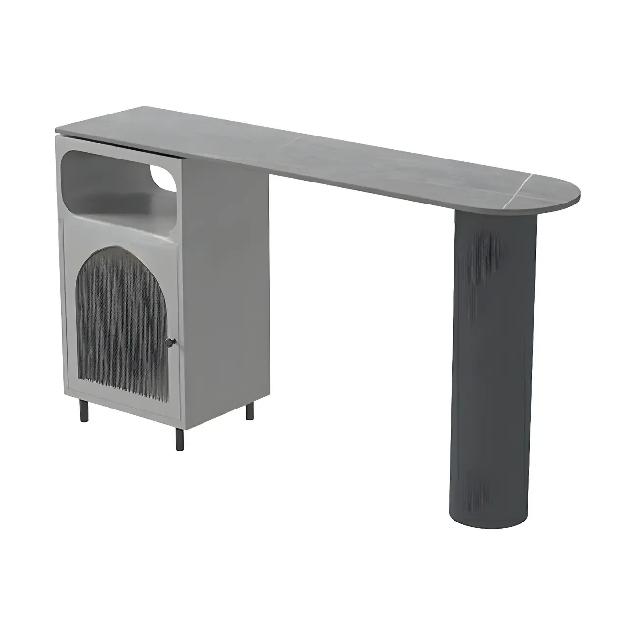 Modern Grey Stone Iron Storage Free Shape Bar Tables Image - 5