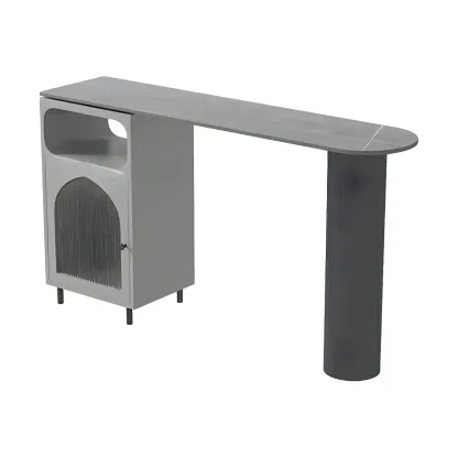Modern Grey Stone Iron Storage Free Shape Bar Tables Image - 5