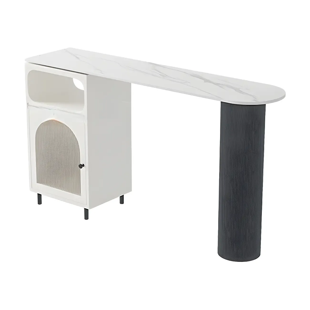 Modern Grey Stone Iron Storage Free Shape Bar Tables Image - 7