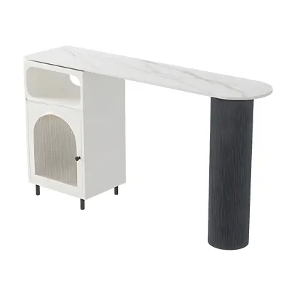 Modern Grey Stone Iron Storage Free Shape Bar Tables Image - 7