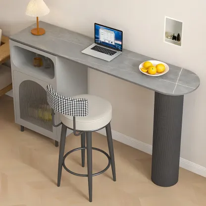 Modern Grey Stone Iron Storage Free Shape Bar Tables Image - 8