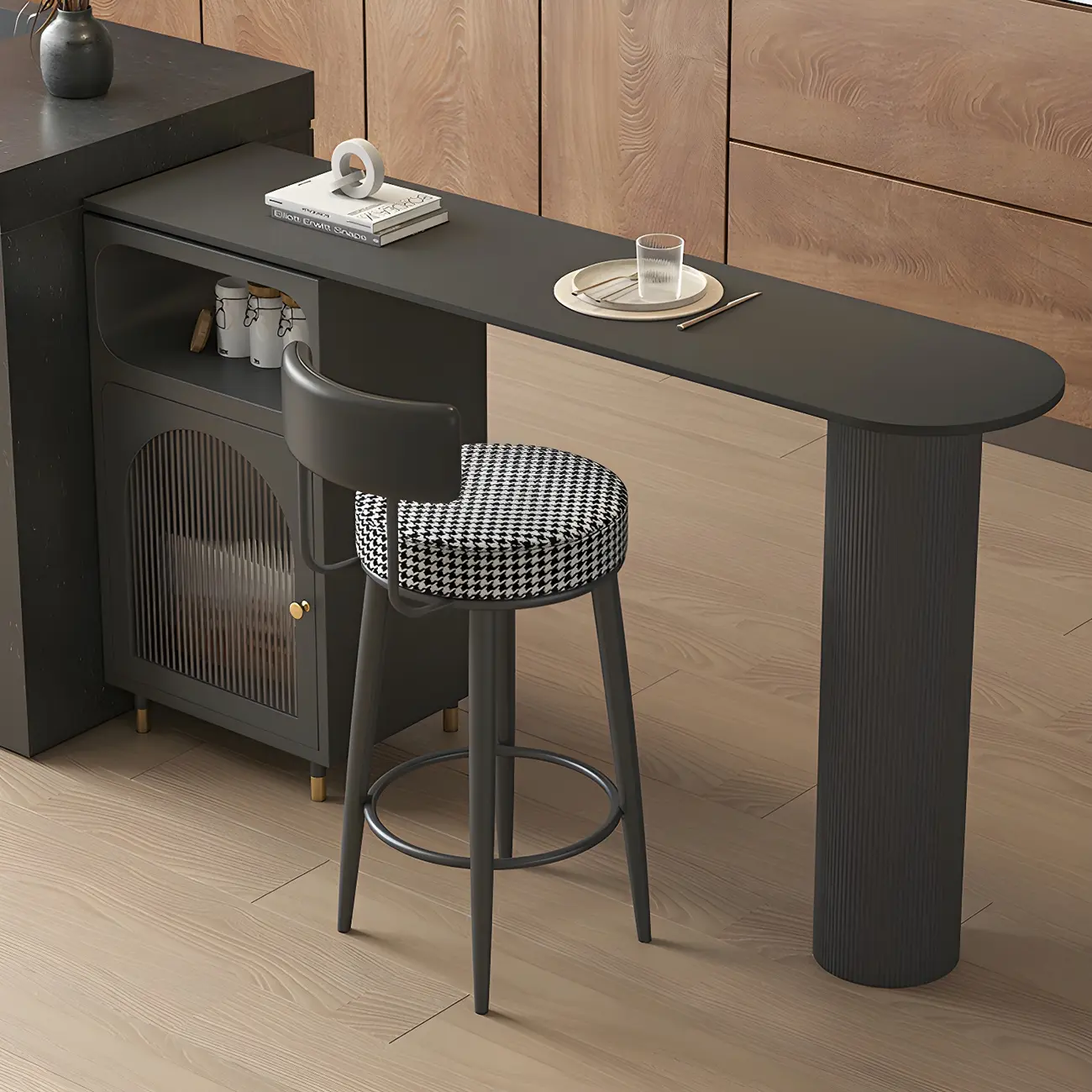 Modern Grey Stone Iron Storage Free Shape Bar Tables Image - 11 | homeyfad