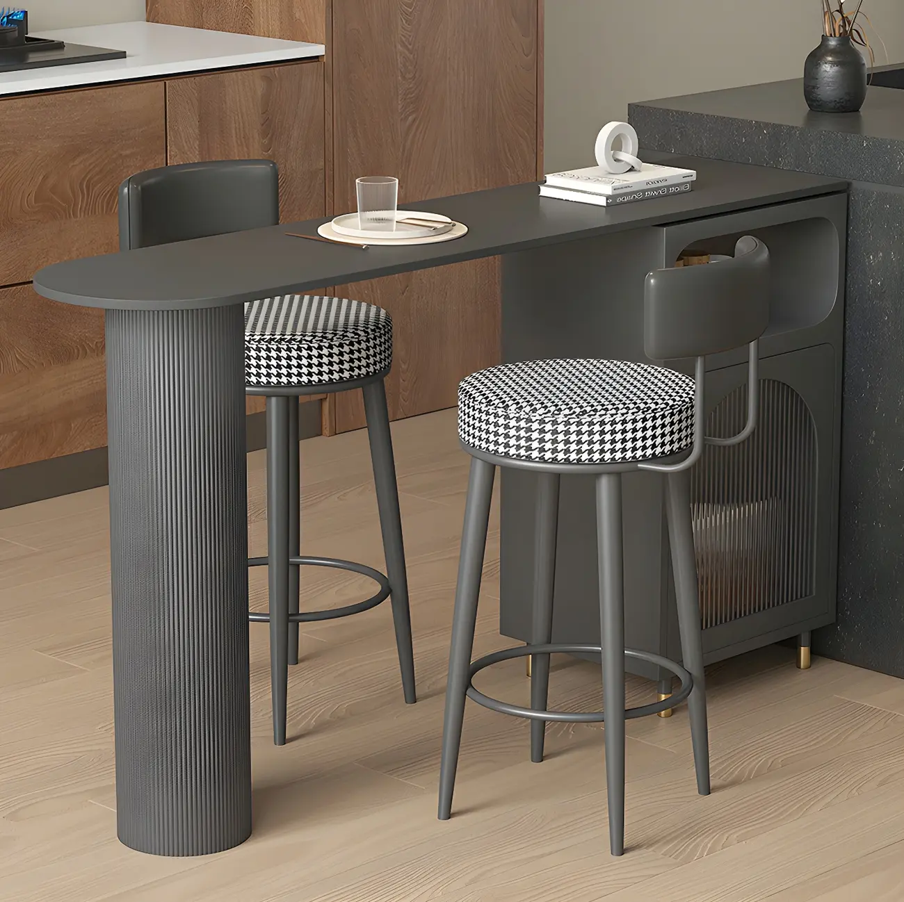 Modern Grey Stone Iron Storage Free Shape Bar Tables Image - 12 | homeyfad