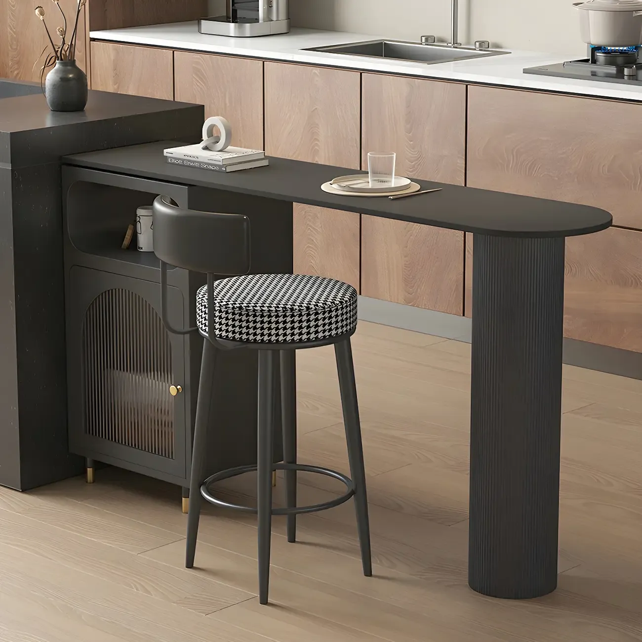 Modern Grey Stone Iron Storage Free Shape Bar Tables Image - 13