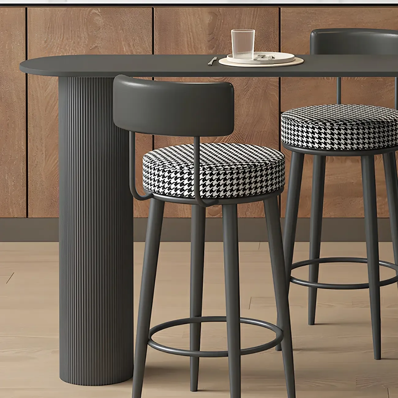 Modern Grey Stone Iron Storage Free Shape Bar Tables Image - 14