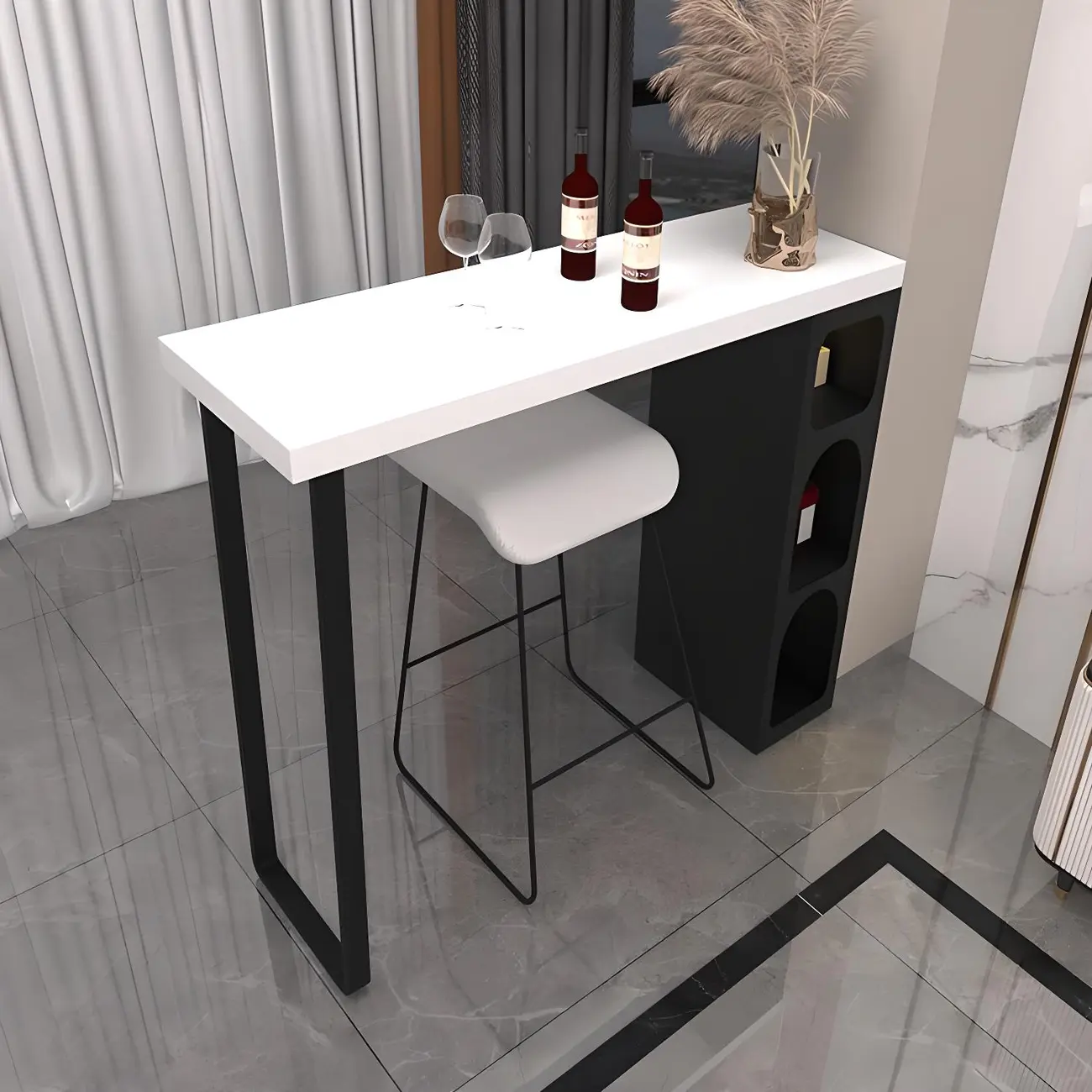 Modern White Metal Wood Three Storage Bar Tables Image - 1 | homeyfad